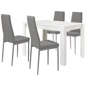 Komplet białego stołu do jadalni i 4 szarych krzeseł do jadalni Støraa Lori and Barak, 120x80 cm