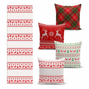 Zestaw 4 świątecznych poszewek na poduszki i bieżnika Minimalist Cushion Covers Nordic Knit