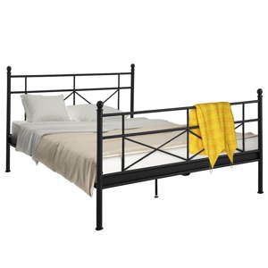Czarne łóżko metalowe Støraa Tanja, 180x200 cm