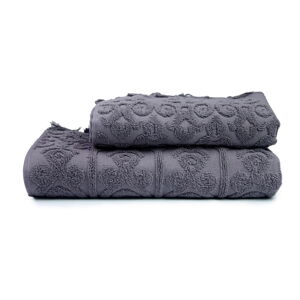 Ciemnoszare bawełniane ręczniki zestaw 2 szt. Kilim – Foutastic