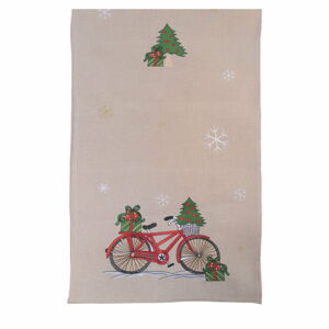 Beżowy świąteczny bieżnik Villa d'Este Xmas Bicycle, 40x175 cm