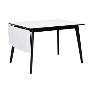 Czarno-biały stół z rozkładanym blatem Folke Olivia, dł. 120 + 40 cm