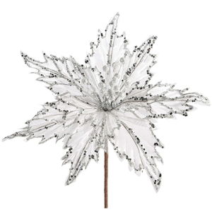 Świąteczny kwiat dekoracyjny w srebrnej barwie DecoKing Nala