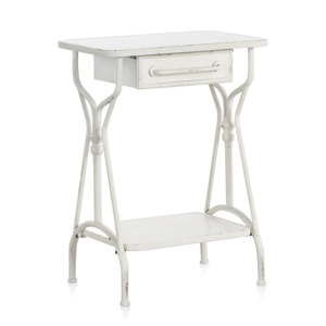 Biały metalowy stolik z szufladą Geese Industrial Style
