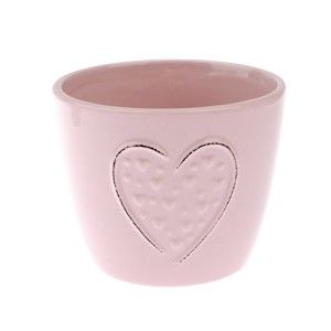 Różowa doniczka ceramiczna Dakls Hearts Dots, wys. 10 cm