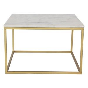 Marmurowy stolik z konstrukcją w kolorze mosiądzu RGE Accent, 75x75 cm