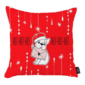 Czerwona poszewka na poduszkę ze świątecznym motywem Apolena Honey Ho-Ho-Ho Christmas Dog, 45x45 cm