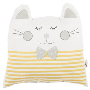 Żółta poduszka dziecięca z domieszką bawełny Apolena Pillow Toy Big Cat, 29x29 cm