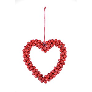 Czerwone wiszące serce z metalowych dzwoneczków Ego Dekor Bells, wys. 10,5 cm