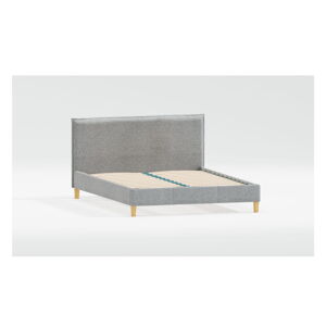 Szare tapicerowane łóżko dwuosobowe ze stelażem 180x200 cm Tina – Ropez