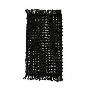 Czarny dywanik jutowy Simla Tassel, 90x60 cm