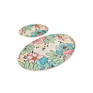 Zestaw 2 owalnych dywaników łazienkowych Chilai Pastel Bloom