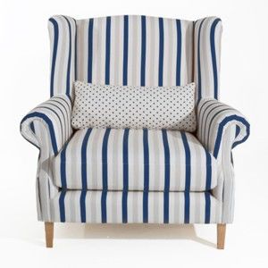 Niebieski fotel w paski Max Winzer Harvey