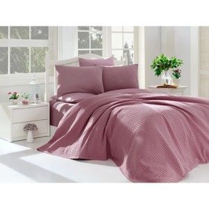 Fioletowy jednoosobowy komplet bawełniany do sypialni, 160x240 cm
