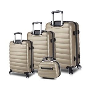 Zestaw 3 walizek na kółkach z USB i walizki podręcznej w kolorze złota My Valice RESSO Travel Set