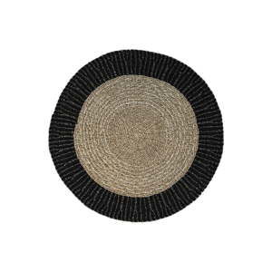 Czarno-naturalny okrągły dywan z trawy morskiej ø 150 cm Malibu – HSM collection