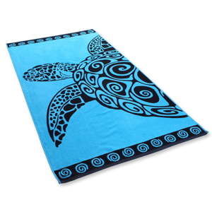 Ręcznik kąpielowy DecoKing Turquoise Turtle, 90x180 cm