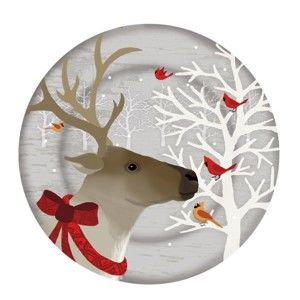 Talerz szklany ze świątecznym motywem PPD Xmas Plate Deer Friends Duro, ⌀ 32 cm