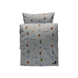 Zestaw szarej dziecięcej poszwy na kołdrę i poduszki z bawełny organicznej OYOY Happy Circus, 200x140 cm