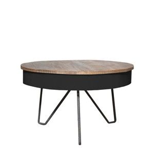 Czarny stolik z blatem z drewna mango LABEL51 Saria