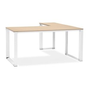 Białe biurko narożne z dodatkowym blatem w naturalnym kolorze Kokoon Warmer