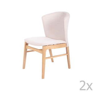 Zestaw 2 białych krzeseł do jadalni z jasnobrązową konstrukcją z drewna kauczukowca sømcasa Mara