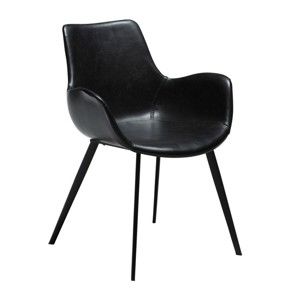 Czarne krzesło ze skóry ekologicznej z podłokietnikami DAN-FORM Denmark Hype