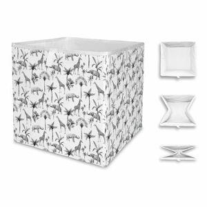 Biało-szare pudełko z mikrowłókna Butter Kings Safari Animals, 32 l