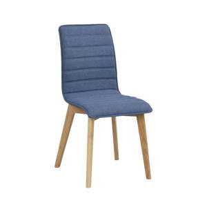 Niebieskie krzesło do jadalni z brązowymi nogami Rowico Grace