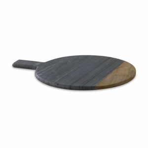 Okrągła deska do serwowania z szarego marmuru i drewna mango Nkuku Bwari, ø 32 cm