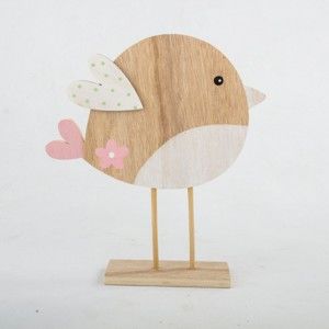 Dekoracja drewniana z różowymi detalami Dakls Cute Birdie