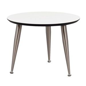 Biały stolik z nogami w srebrnej barwie Folke Strike, wys. 40 cmx∅ 56 cm