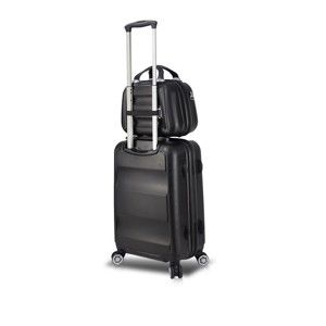 Zestaw czarnej walizki na kółkach z USB i walizki podręcznej My Valice LASSO MU & Medium