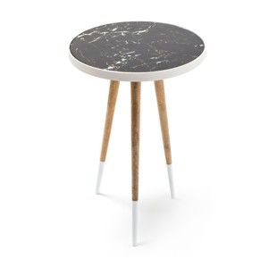 Czarno-biały stolik 360 Living Merald Weich Natural, ⌀ 40,5 cm