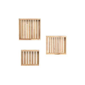 Zestaw 3 półek ściennych z litego drewna kauczukowego Furniteam Design