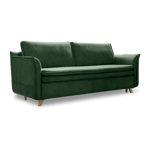 Zielona aksamitna rozkładana sofa 225 cm – Miuform