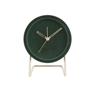 Ciemnozielony zegar stołowy z aksamitem Karlsson Lush