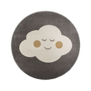 Szary okrągły dywan z motywem chmurki KICOTI Cloud, ø 100 cm