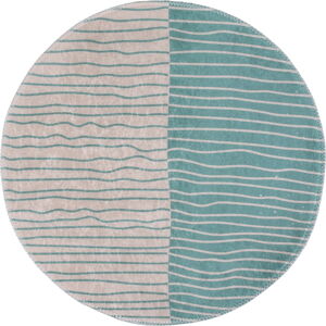 Kremowy/turkusowy okrągły dywan odpowiedni do prania ø 80 cm Yuvarlak – Vitaus