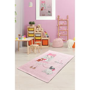 Różowy antypoślizgowy dywan dziecięcy Chilai Best Friend, 100x160 cm