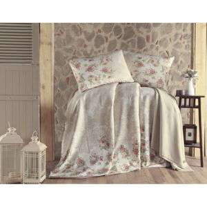 Bawełniana dwuosobowa narzuta na łóżko Eponj Home Lustro Brown, 200x200 cm