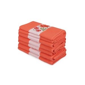 Zestaw 6 pomarańczowych ręczników z czystej bawełny Simplicity, 45x70 cm