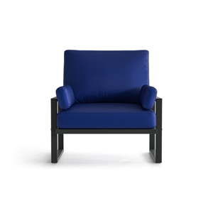 Niebieski fotel ogrodowy z podłokietnikami Marie Claire Home Angie