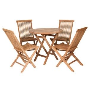 Stół ogrodowy z 4 krzesłami z drewna tekowego Santiago Pons Mateo