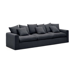 Antracytowa lniana sofa 340 cm Nora – Kave Home