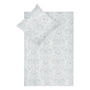 Szaro-biała pościel jednoosobowa z satyny bawełnianej Maison Majolie Grantham, 135x200 cm