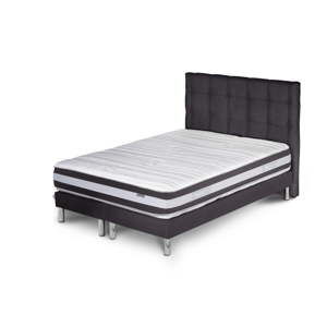 Ciemnoszare łóżko z materacem i podwójnym boxspringiem Stella Cadente Maison Mars Forme, 180x200 cm