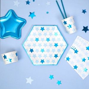 Zestaw 8 talerzyków papierowych Neviti Little Star Blue