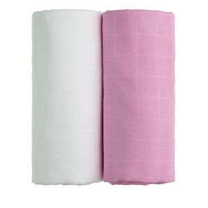 Zestaw 2 bawełnianych ręczników w białym i różowym kolorze T-TOMI Tetra, 90x100 cm