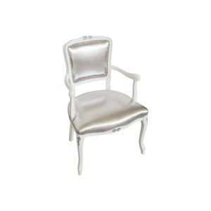 Krzesło tapicerowane z podłokietnikami w kolorze srebra Brilla